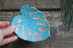 Load image into Gallery viewer, Monstera Leaf Trinket Dish, Turquoise and Pink
