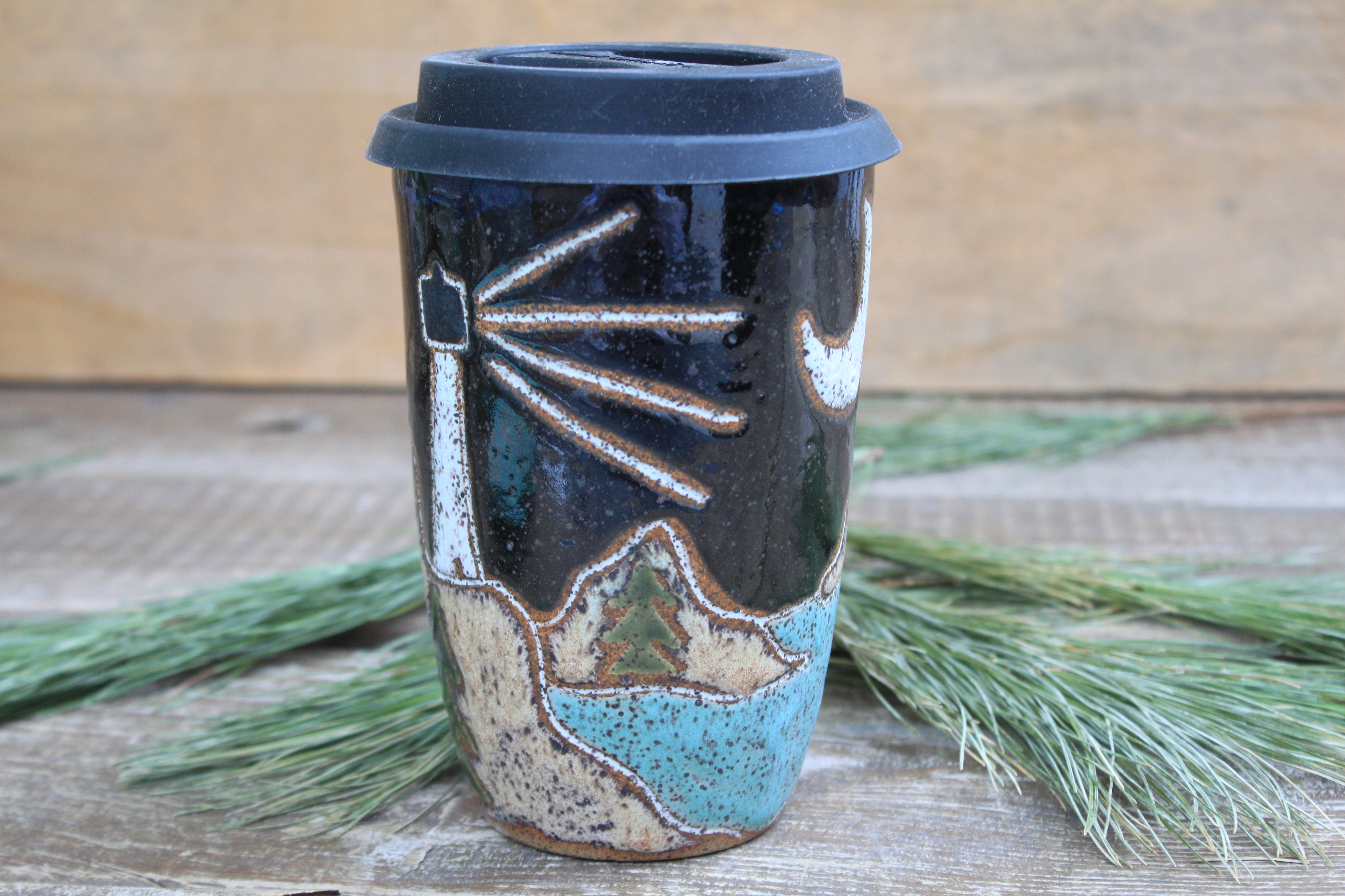 Acadia National Park Coastal Views Carved Handled Travel, 16 oz