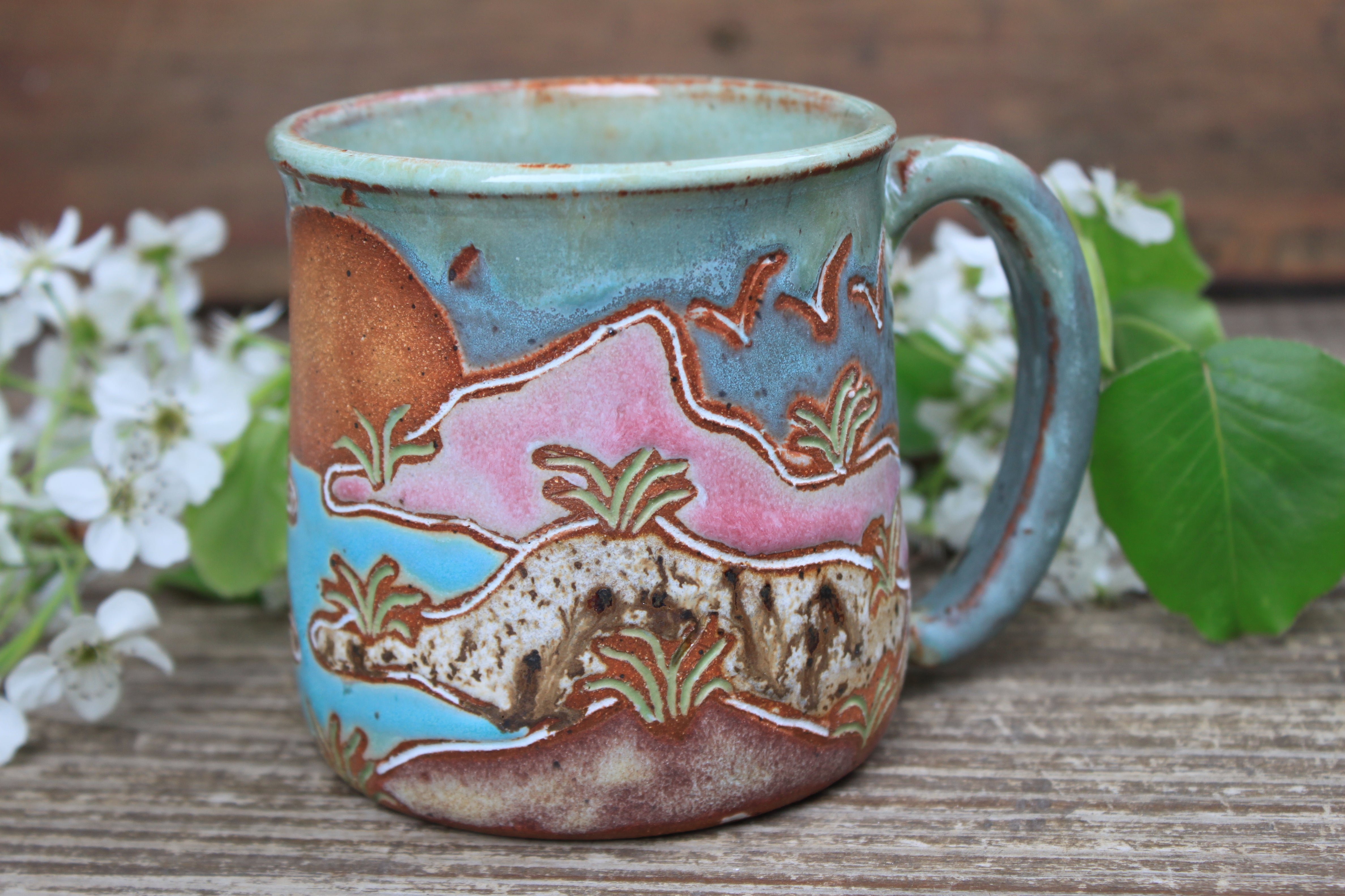 Sand Dune Sunset Carved Mug, 16 oz