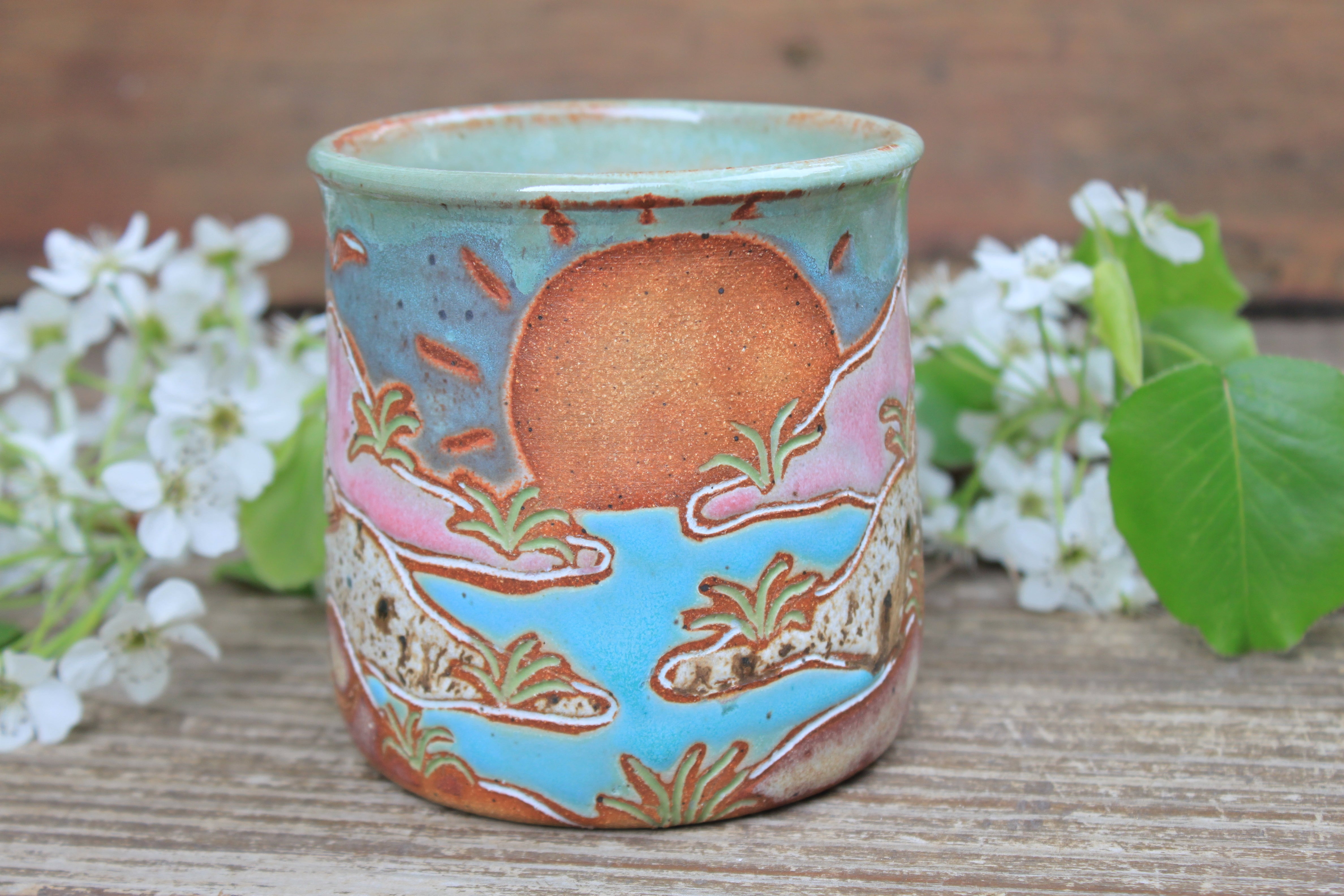 Sand Dune Sunset Carved Mug, 16 oz