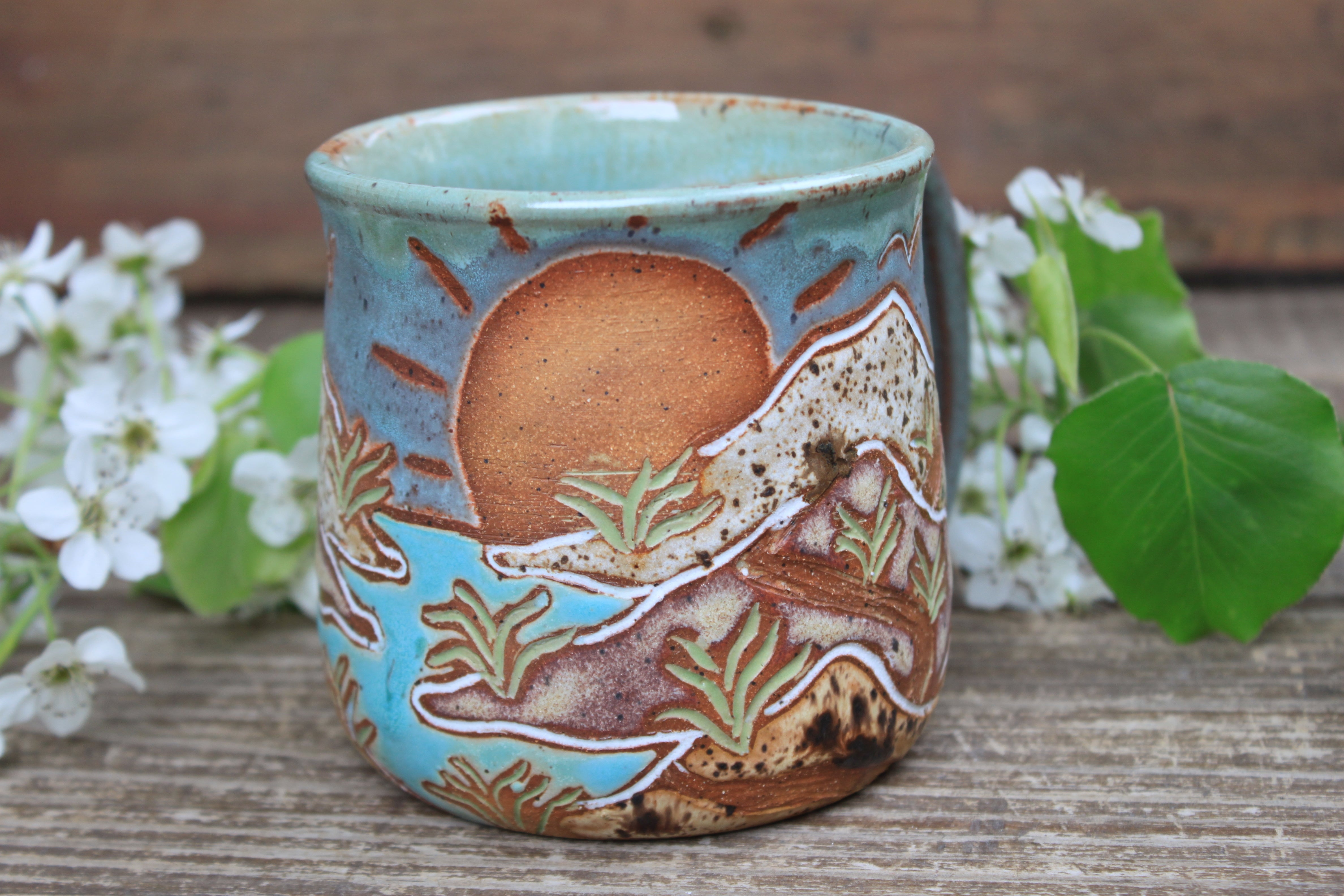 Sand Dune Sunset Carved Mug, 16 oz
