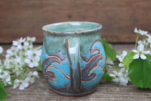 Ocean Waves Day Carved Mug, 18 oz