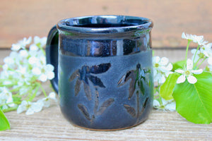 Coneflower Black on Black Mug, 16 oz
