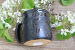 Load image into Gallery viewer, Coneflower Black on Black Mug, 16 oz
