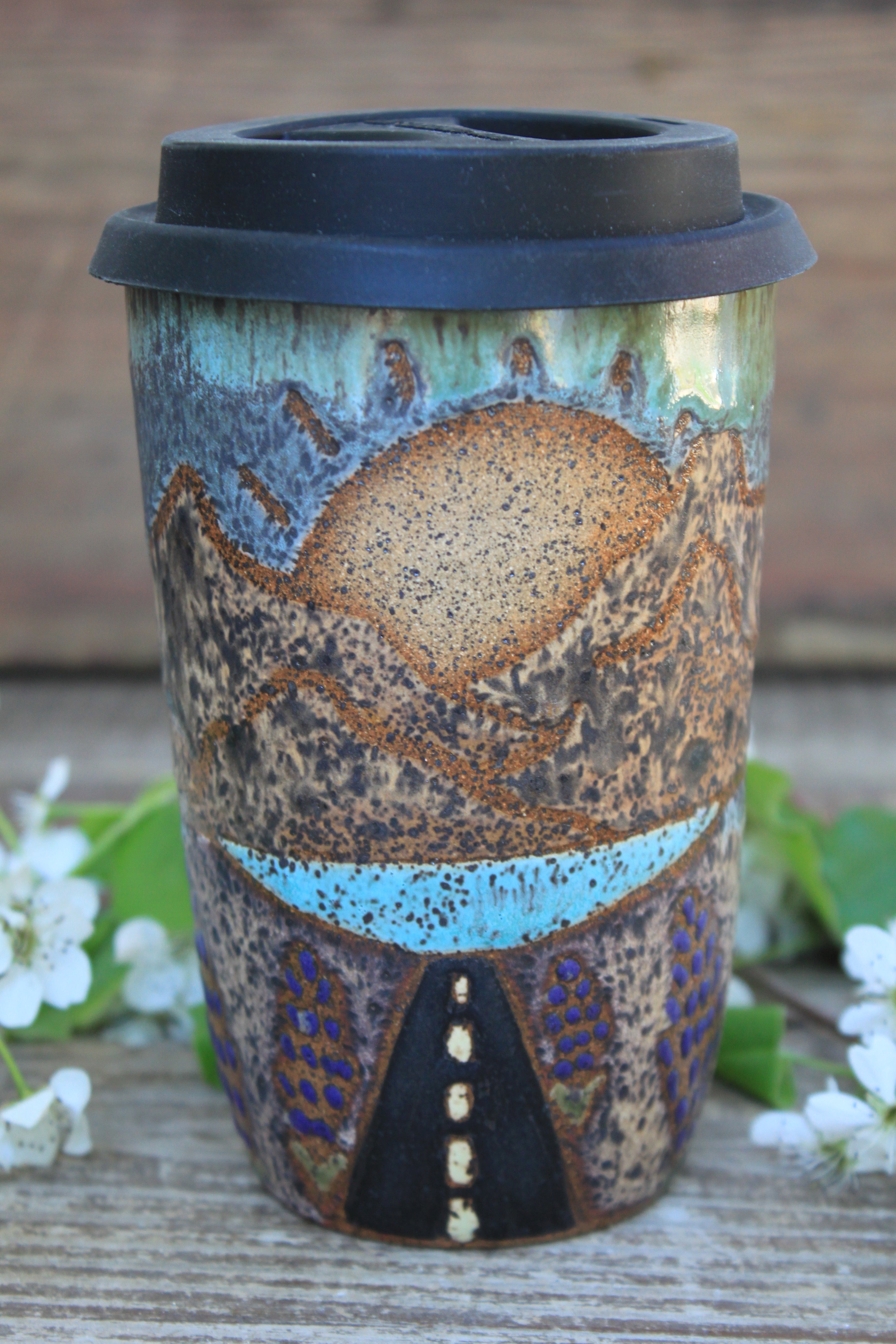 Roadtrip to the Mountains Handled Travel Mug, 18 oz