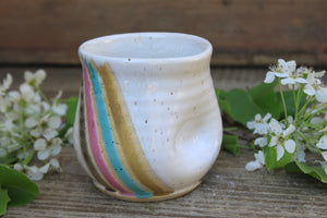 Thumbprint Cup, Spring Stripes, 14 oz