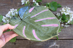 Load image into Gallery viewer, Monstera Leaf Pressing Platter, Green and Pink

