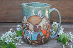 Load image into Gallery viewer, Glacial Lake/River and Wildflower Fields Sunset Pitcher, 64 oz
