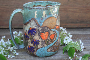 Glacial Lake/River and Wildflower Fields Sunset Pitcher, 64 oz