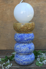 Load image into Gallery viewer, Lamp, Honey Gold and Blue Splatter Wiggle

