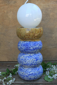Lamp, Honey Gold and Blue Splatter Wiggle