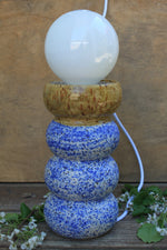 Load image into Gallery viewer, Lamp, Honey Gold and Blue Splatter Wiggle
