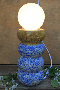 Lamp, Honey Gold and Blue Splatter Wiggle