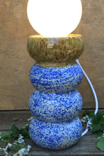 Load image into Gallery viewer, Lamp, Honey Gold and Blue Splatter Wiggle
