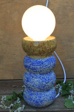 Load image into Gallery viewer, Lamp, Honey Gold and Blue Splatter Wiggle
