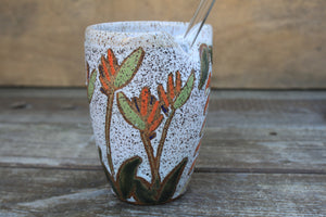 Tropical Bird of Paradise Carved Straw Cup