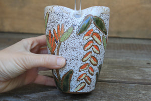 Tropical Bird of Paradise Carved Straw Cup