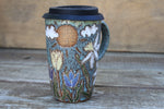 Load image into Gallery viewer, Seconds Sale! Daffodils and Tulip Fields Partly Cloudy Skies Carved Travel Mug

