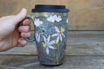 Load image into Gallery viewer, Seconds Sale! Daffodils and Tulip Fields Partly Cloudy Skies Carved Travel Mug
