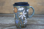 Load image into Gallery viewer, Seconds Sale! Daffodils and Tulip Fields Partly Cloudy Skies Carved Travel Mug
