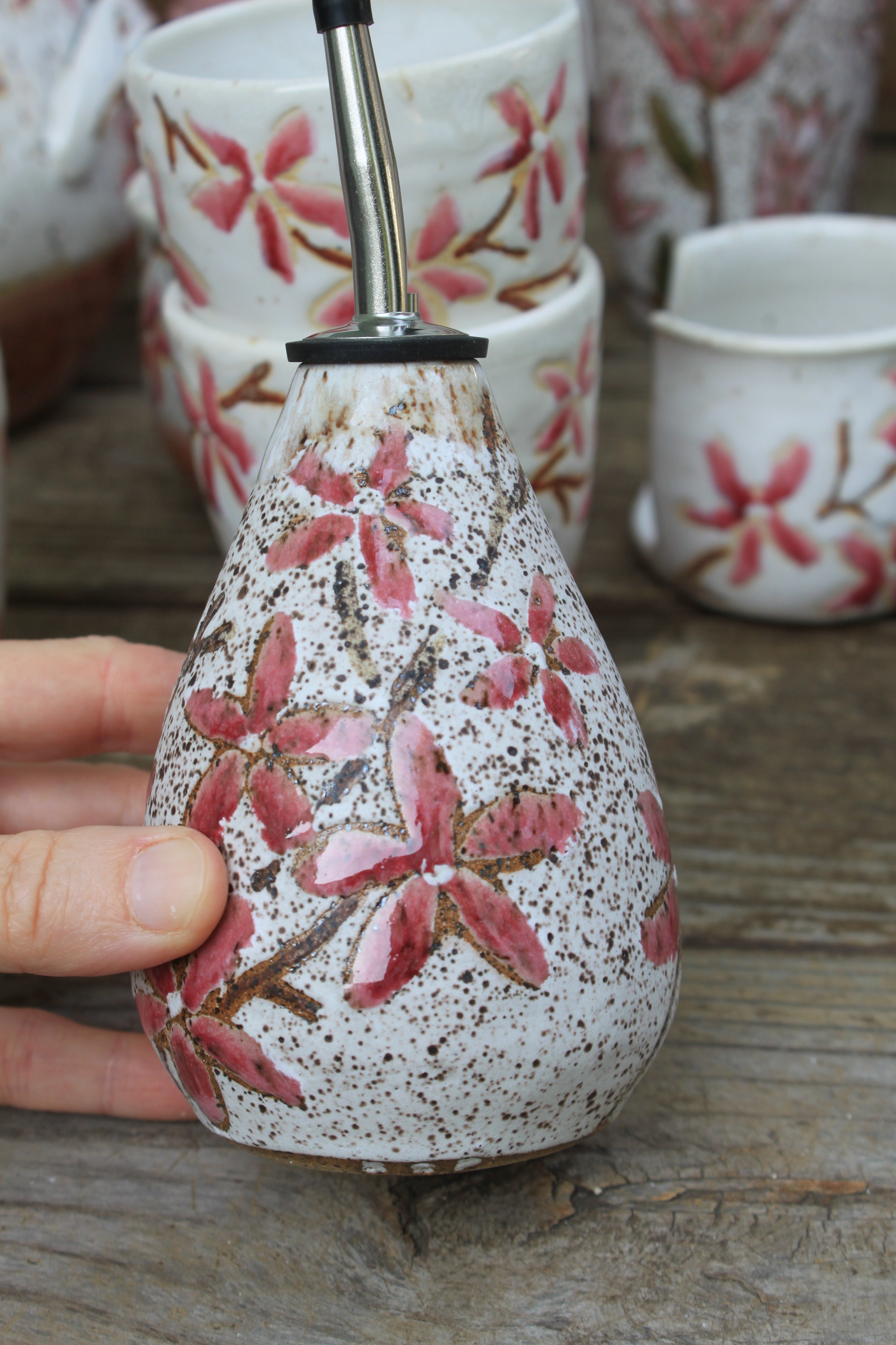 Cherry Blossom Love Olive Oil Cruet, 8 oz