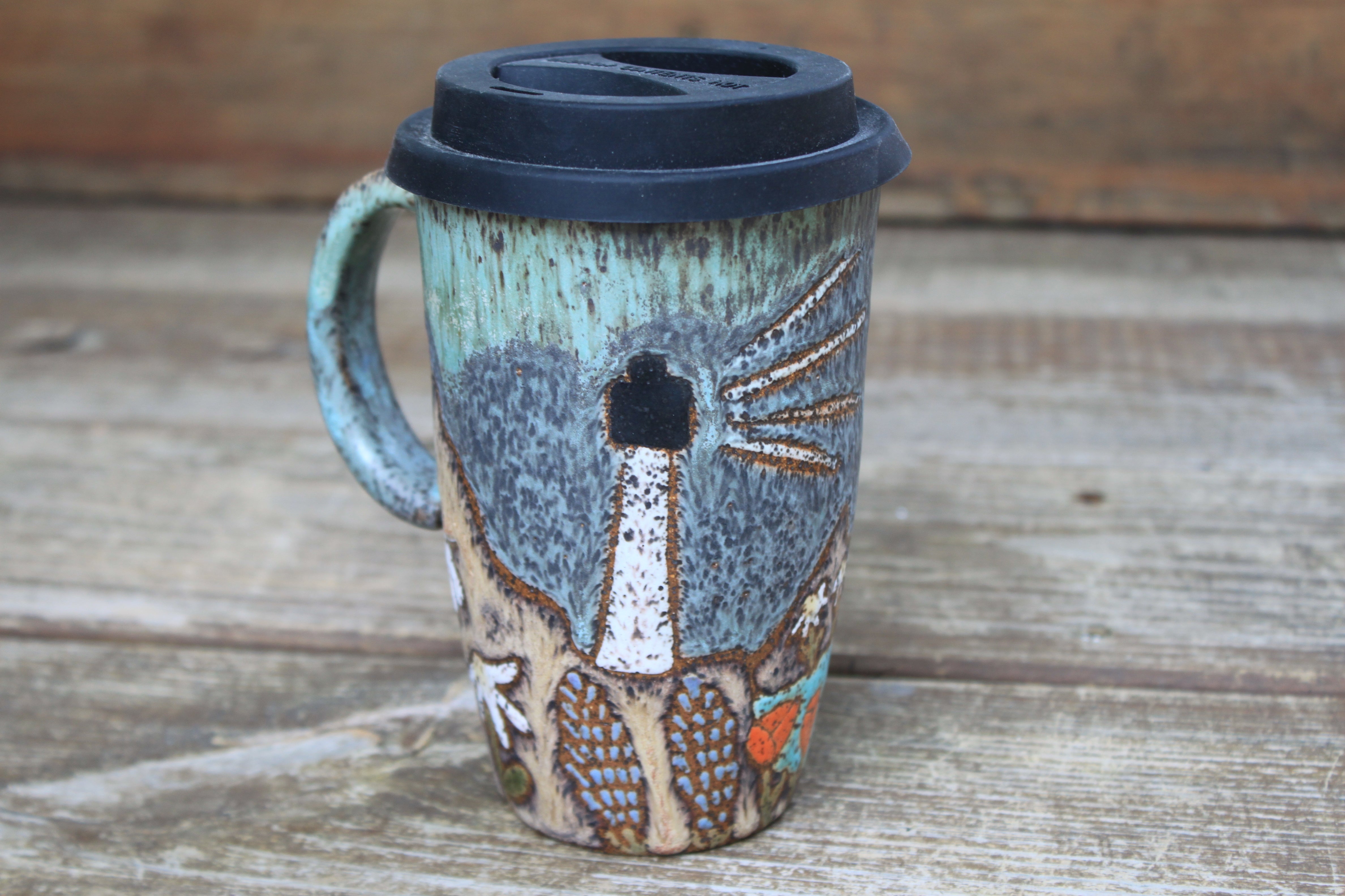 Coastal Wildflower Days Handled Travel Mug, 17 oz