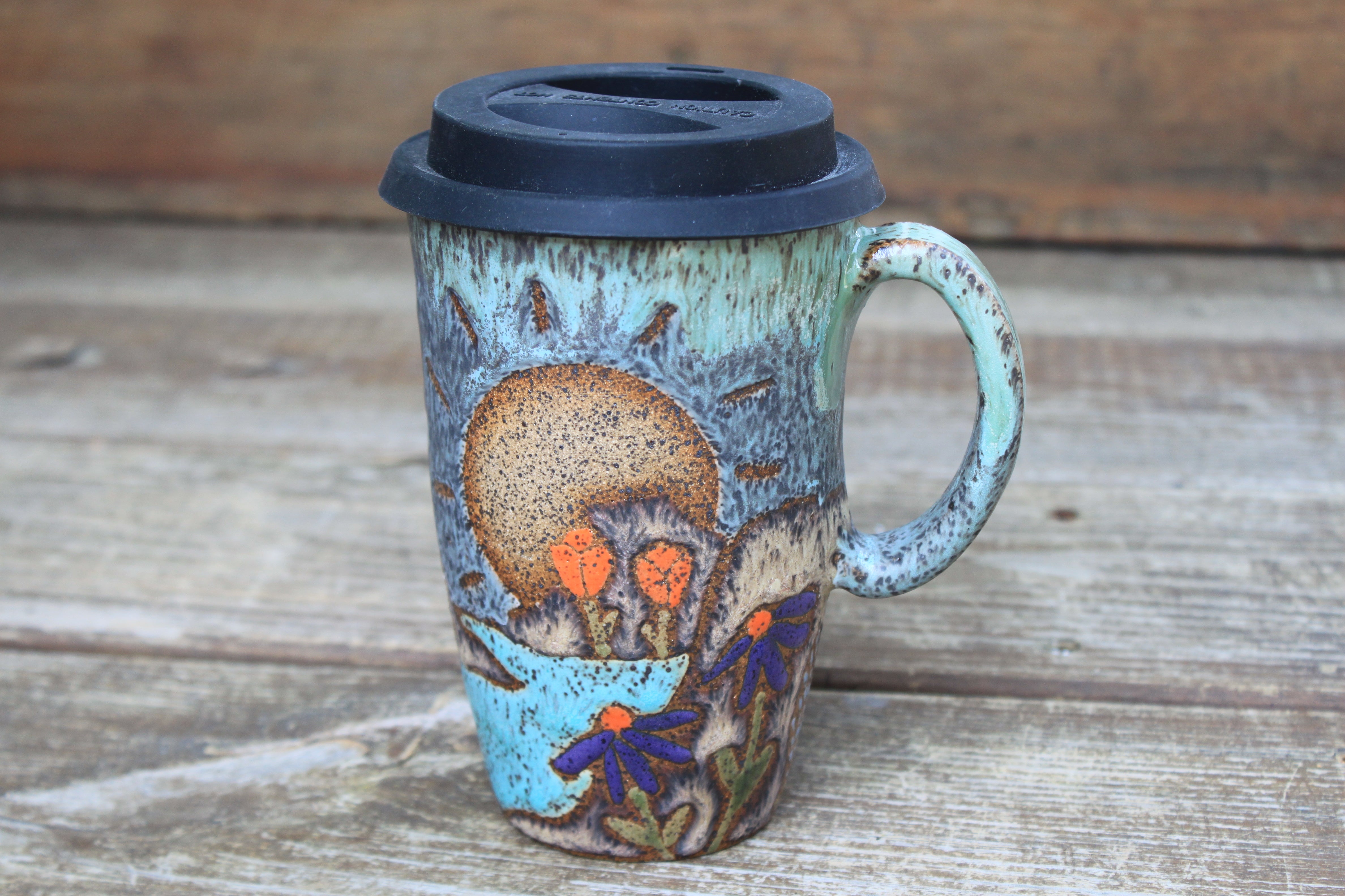 Coastal Wildflower Days Handled Travel Mug, 17 oz