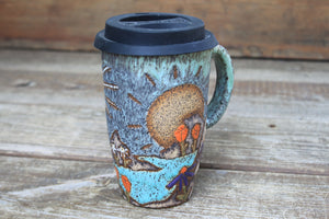 Coastal Wildflower Days Handled Travel Mug, 17 oz