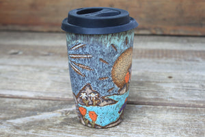 Coastal Wildflower Days Handled Travel Mug, 17 oz