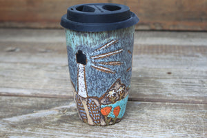 Coastal Wildflower Days Handled Travel Mug, 17 oz