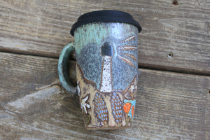 Coastal Wildflower Days Handled Travel Mug, 17 oz