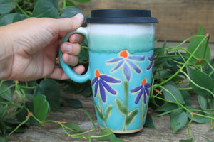 Coneflower Celebration Handled Travel Mug, 19 oz