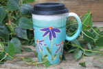 Load image into Gallery viewer, Coneflower Celebration Handled Travel Mug, 19 oz
