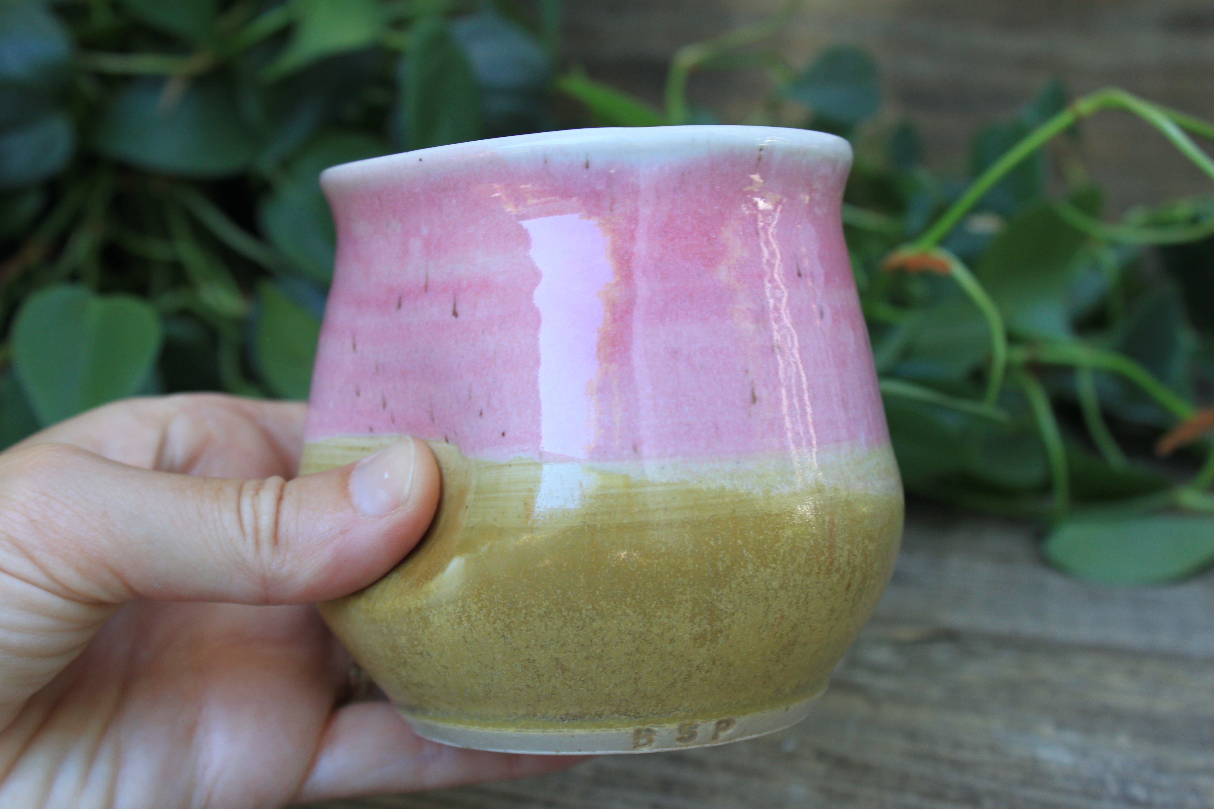 Thumbprint Cup, Honey Gold and Blush, 14 oz