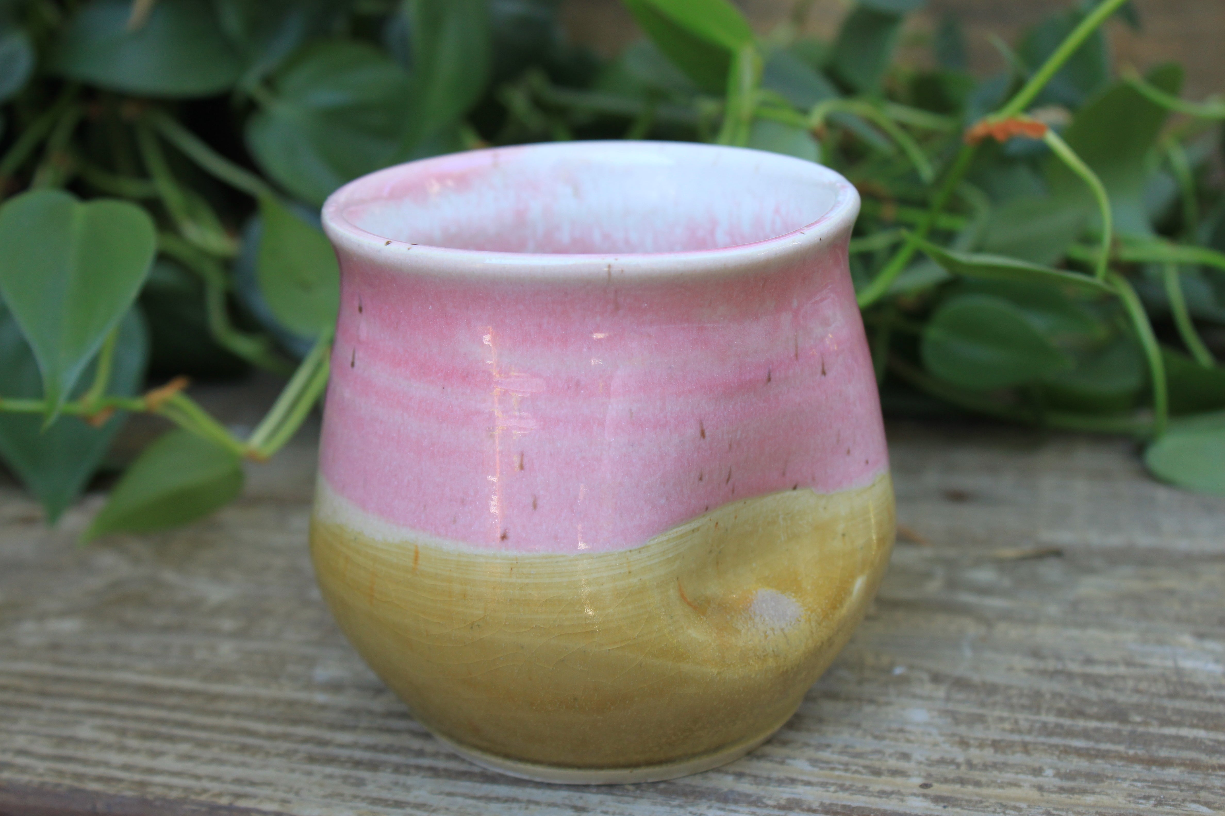 Thumbprint Cup, Honey Gold and Blush, 14 oz