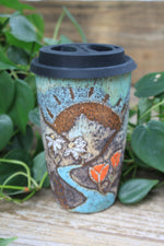 Load image into Gallery viewer, Glacial River and Wildflower Fields Carved Travel Mug, 18 oz
