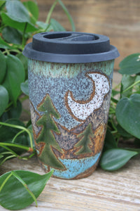 Evergreen Nights Handled Travel Mug, 18 oz