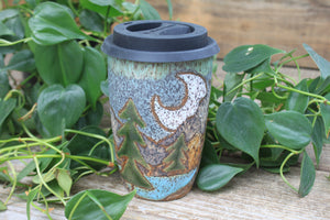 Evergreen Nights Handled Travel Mug, 18 oz