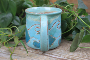 Seconds Sale! Ocean Waves Day Carved Mug, 18 oz