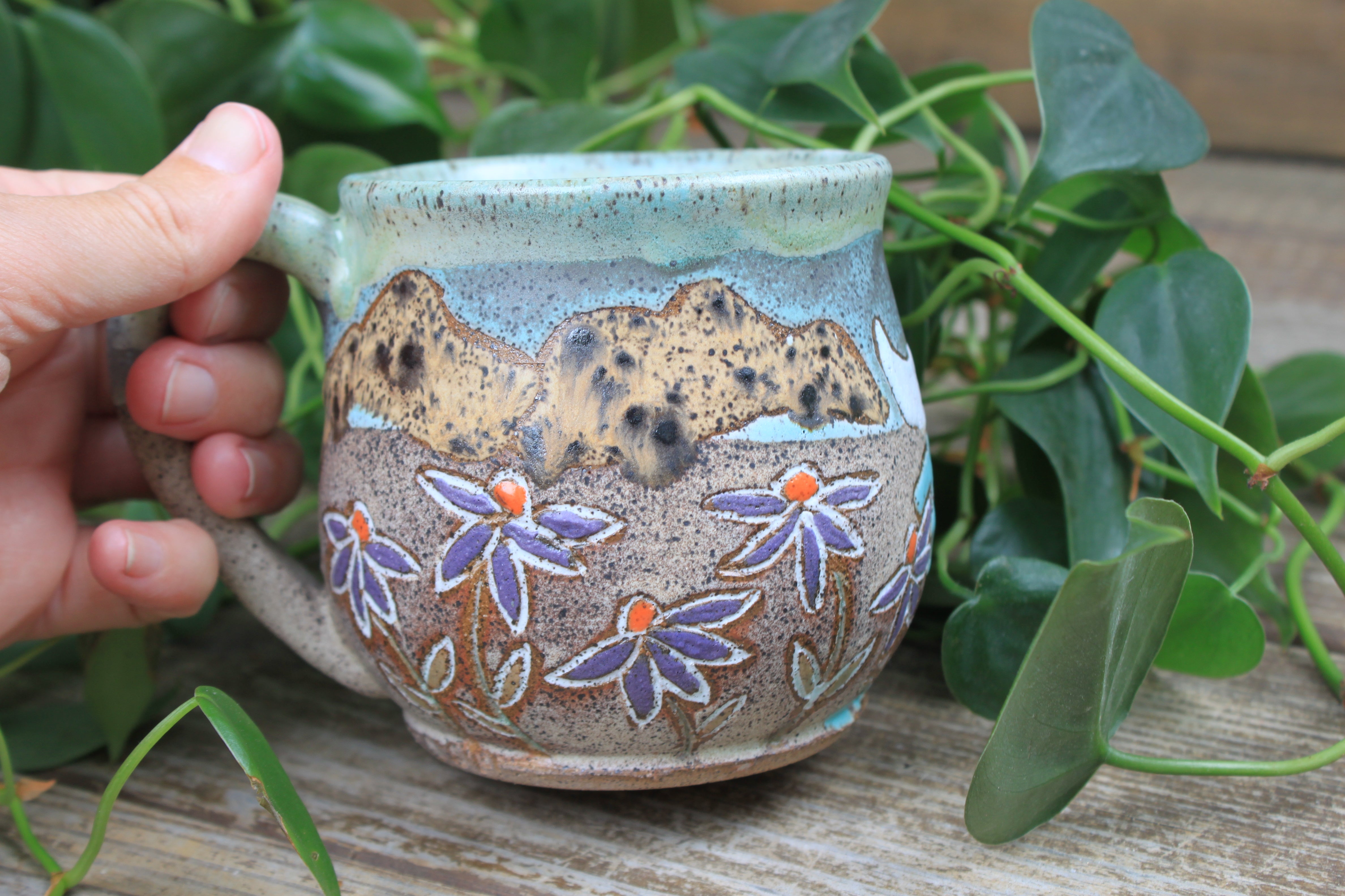 Coneflower Fields and Rolling River Nights Mug, 16 oz
