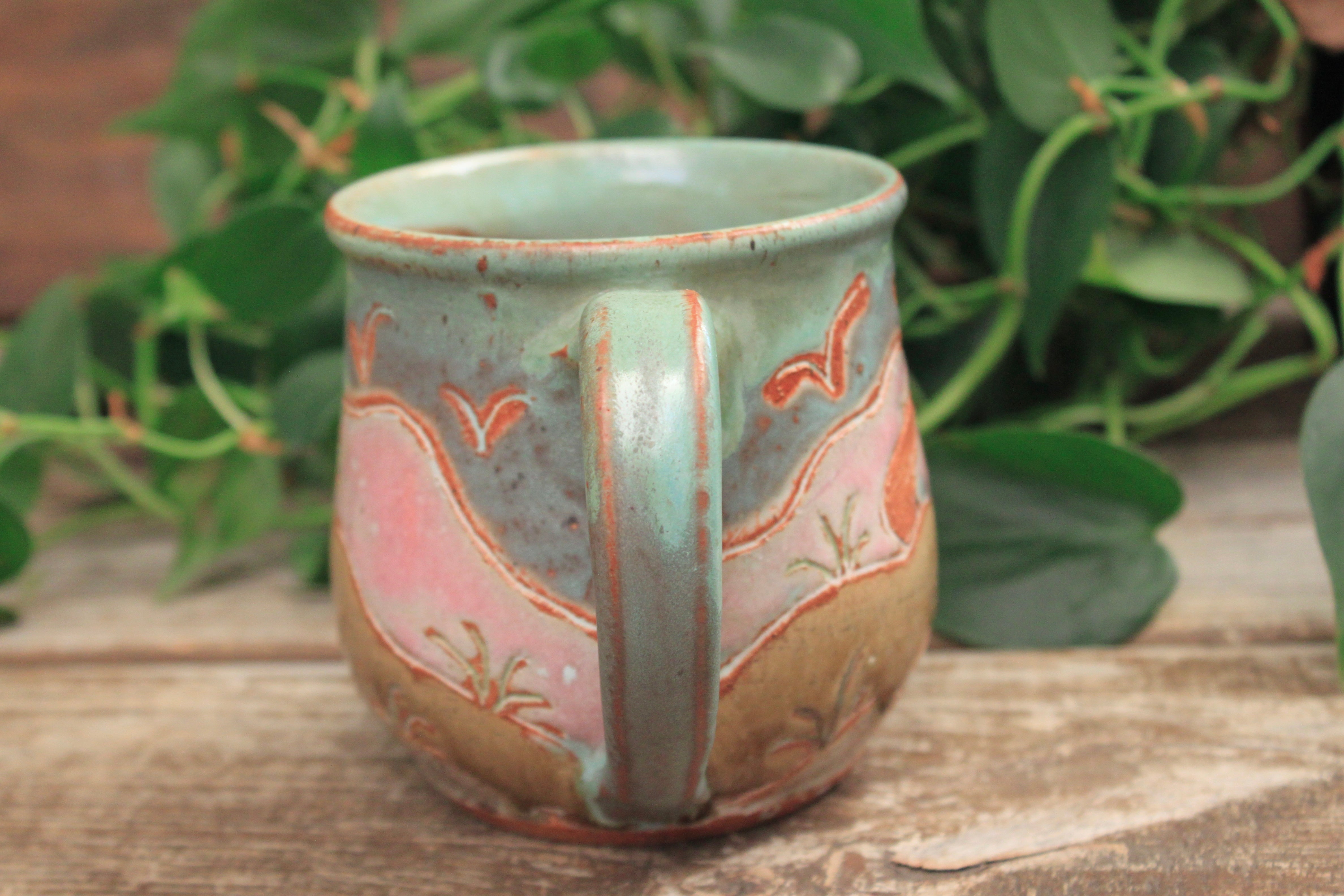 Beachy Sand Dune Sunset and Sailboat Mug, 18 oz