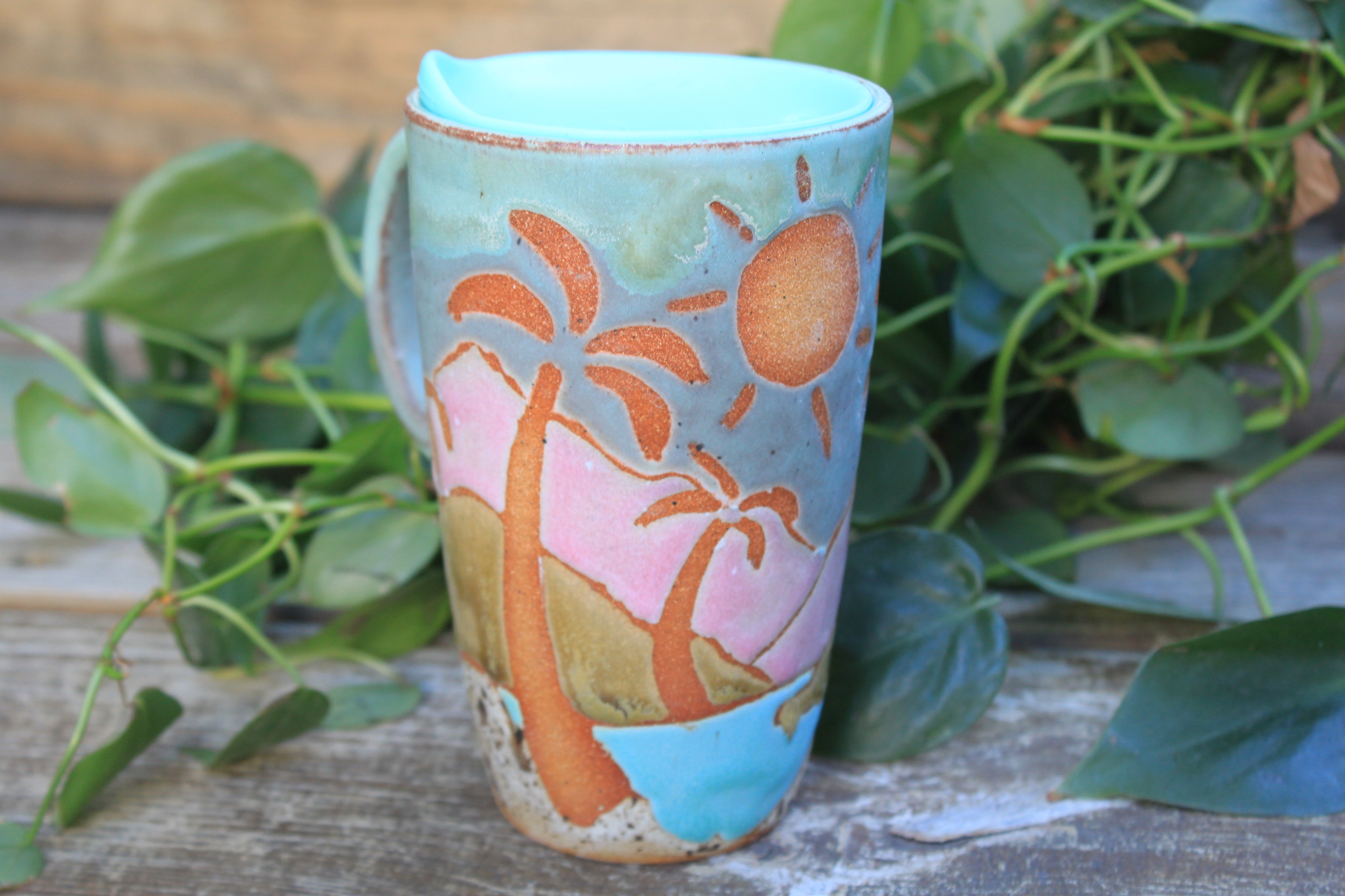 Seconds Sale! Beachy Days Handled Travel Mug, 17 oz