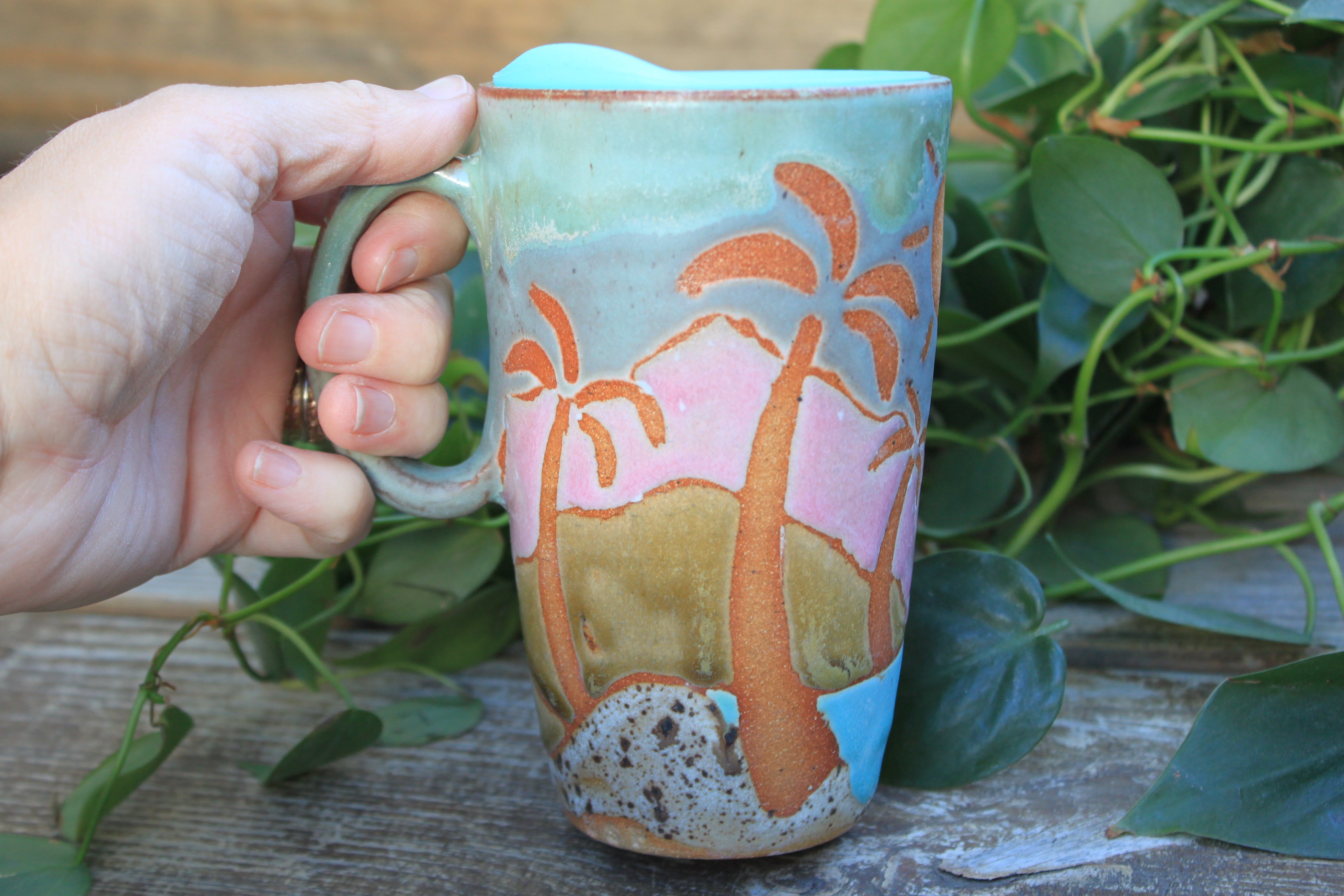 Seconds Sale! Beachy Days Handled Travel Mug, 17 oz