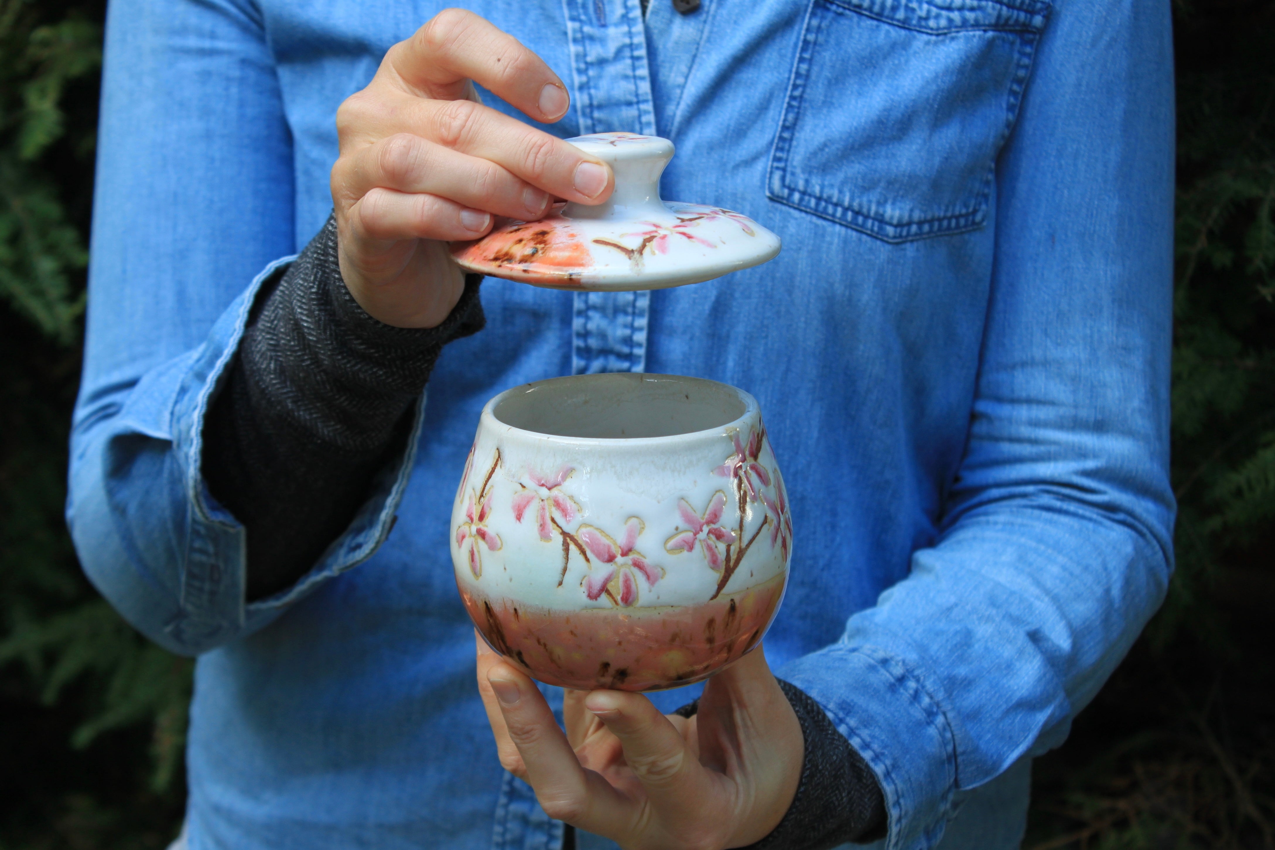 Cherry Blossom Blush Small Lidded Jar