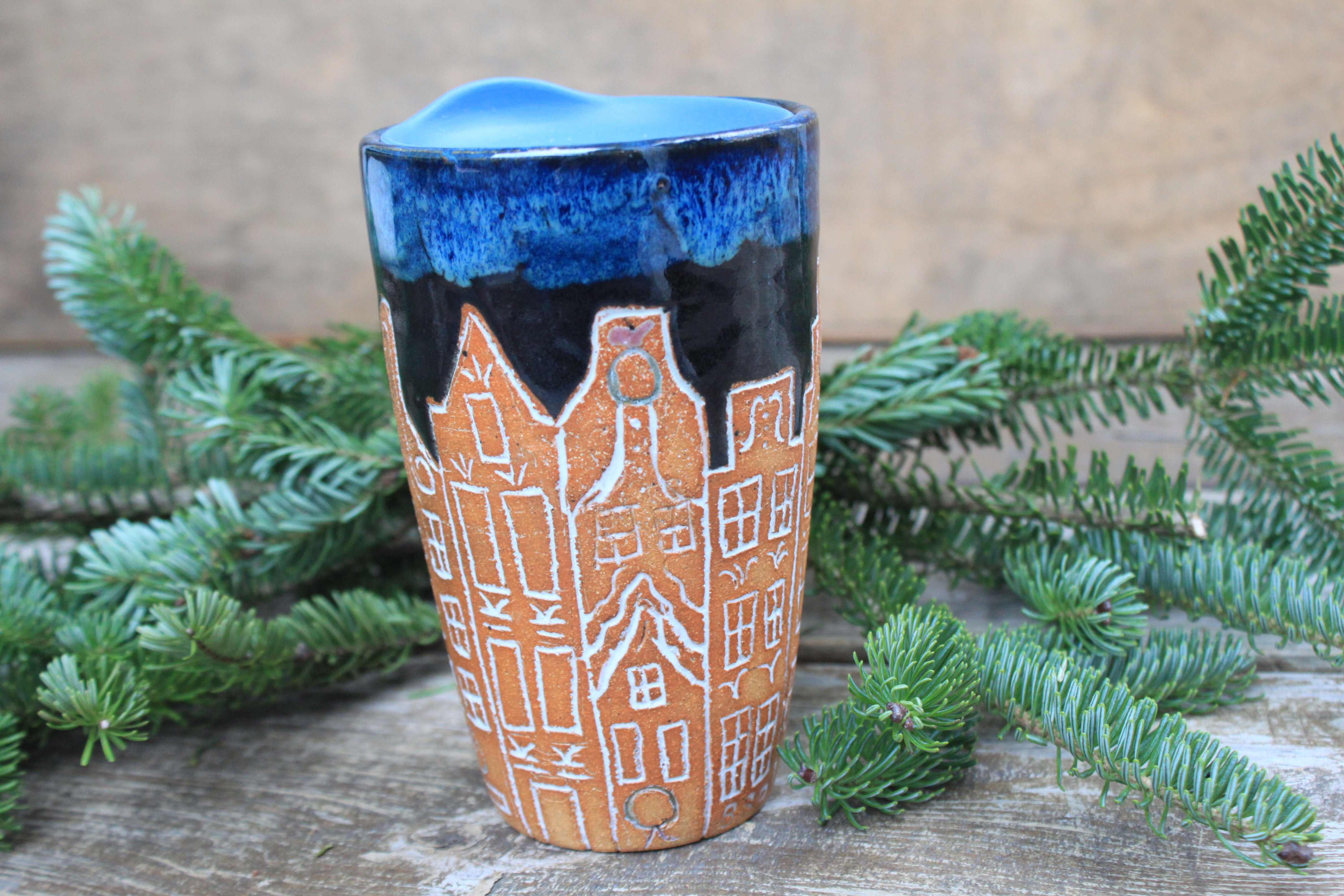 Ginger Bread House Village Travel Mug (without handle), 16 oz