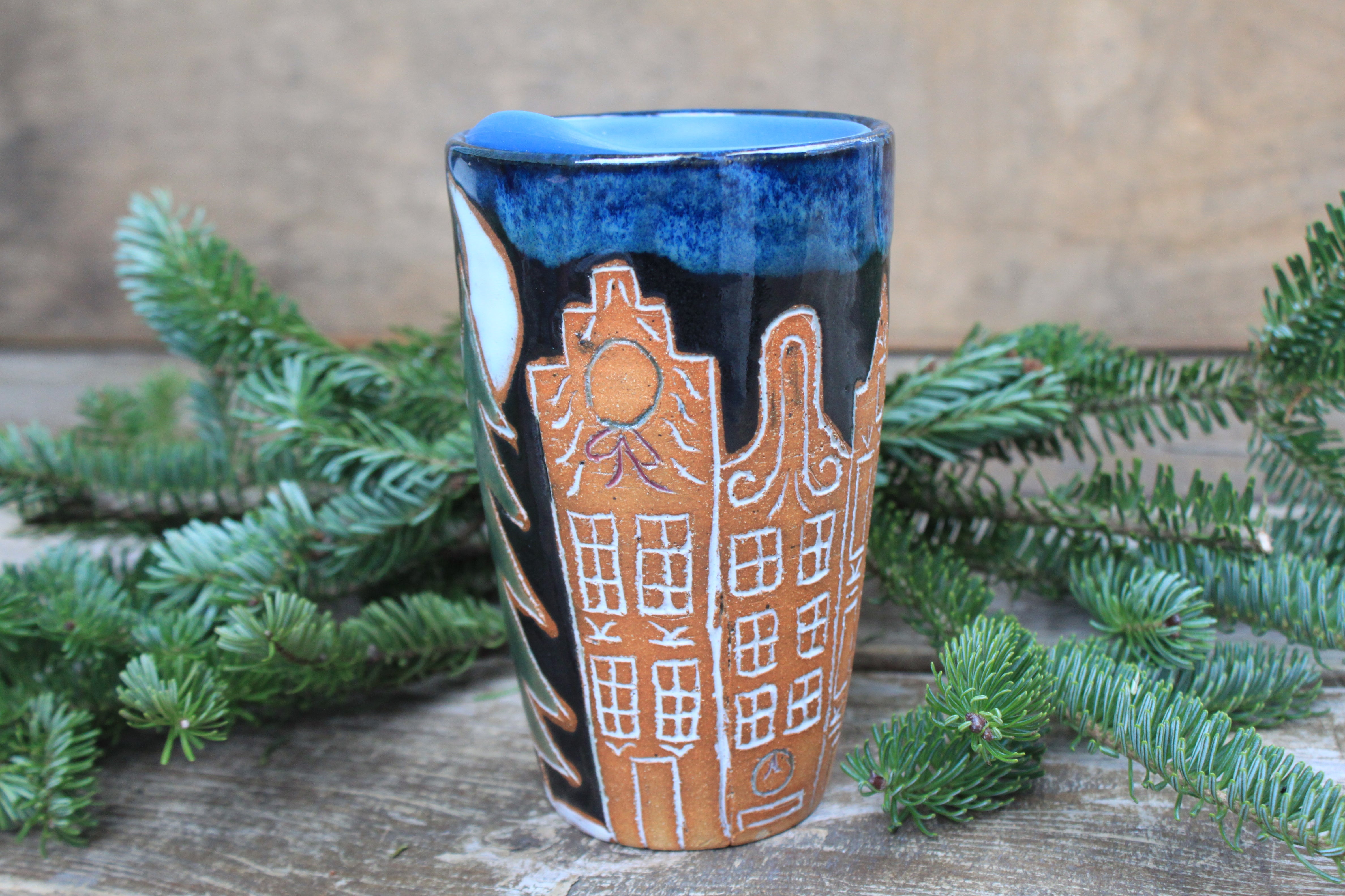 Ginger Bread House Village Travel Mug (without handle), 16 oz