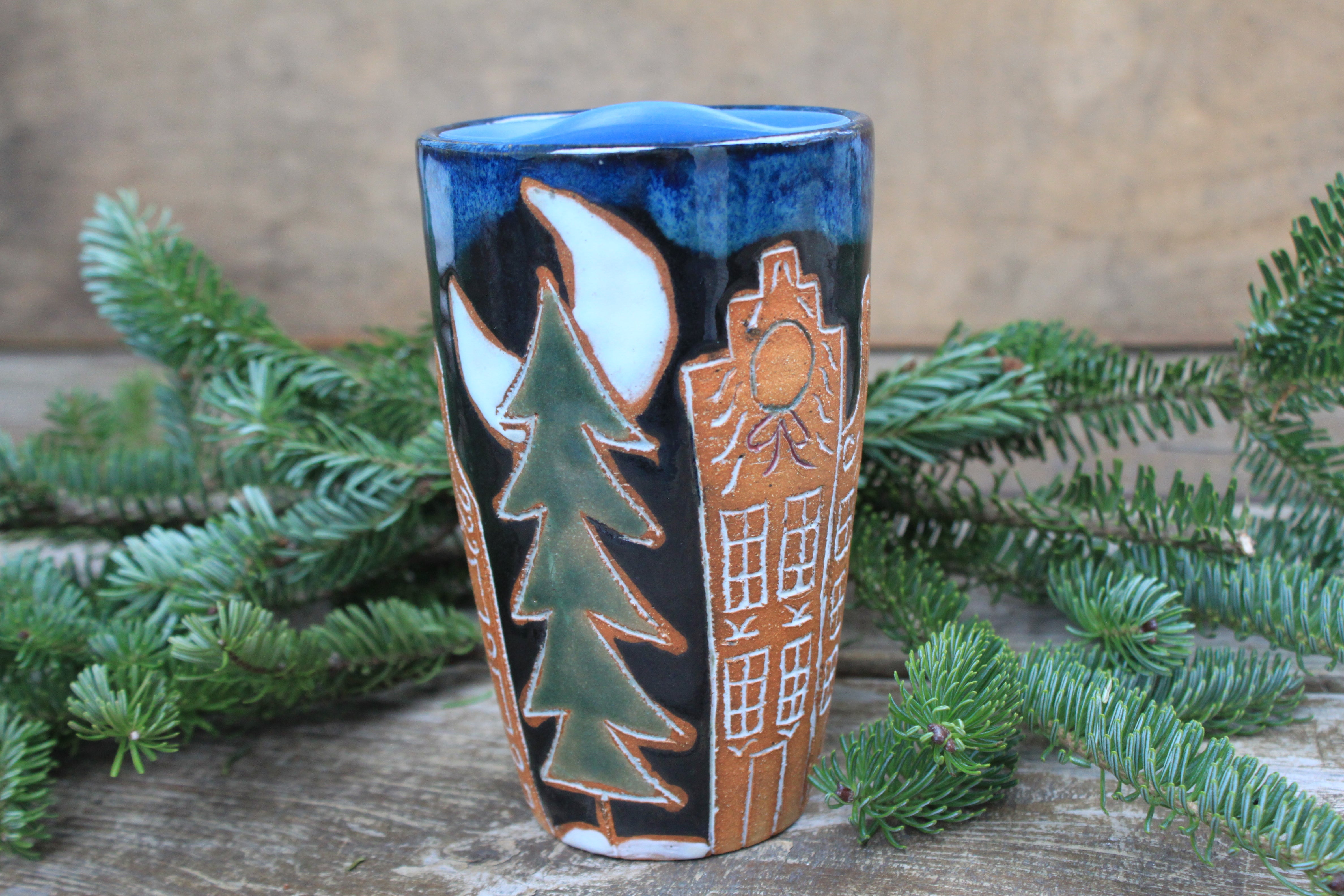 Ginger Bread House Village Travel Mug (without handle), 16 oz