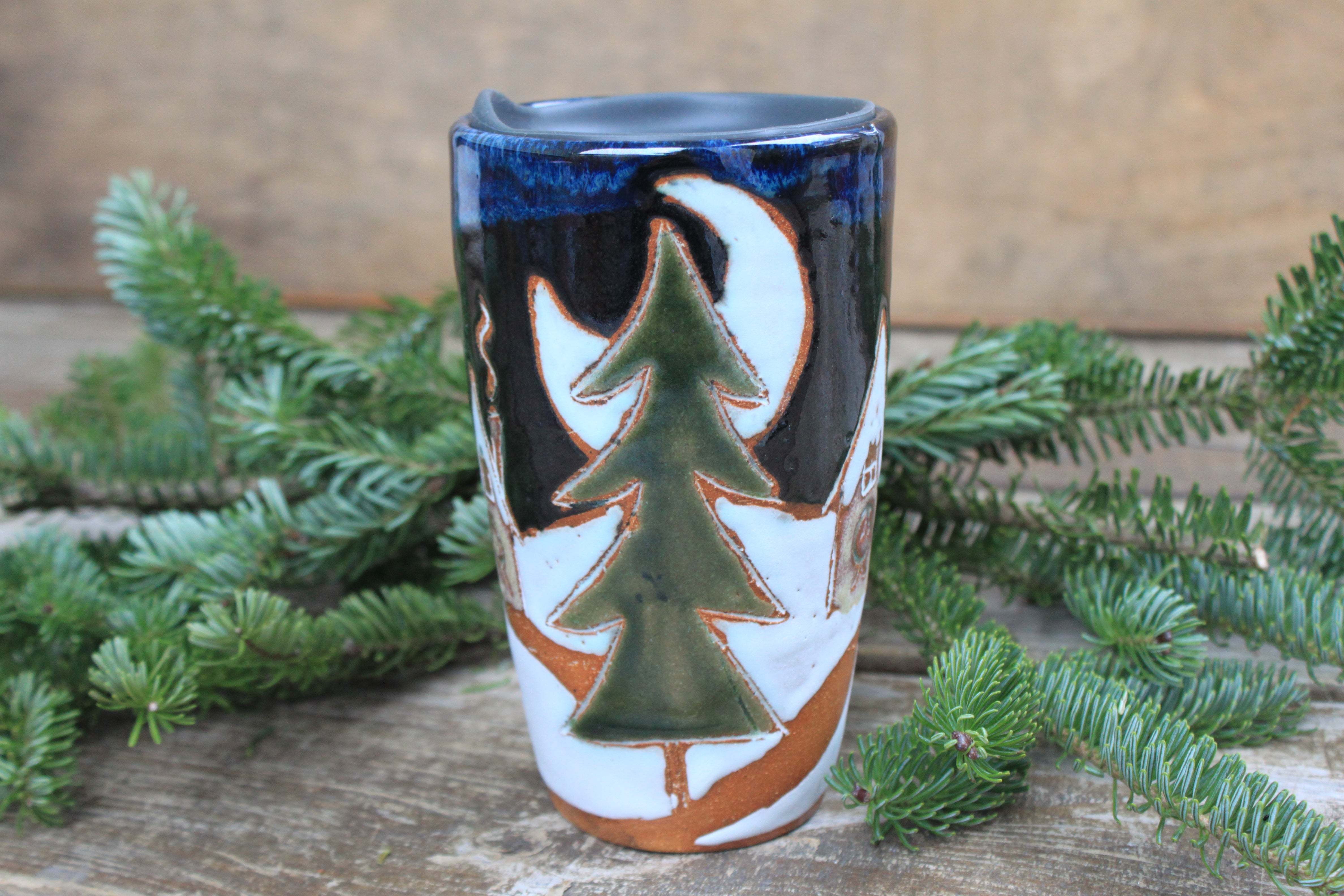 Ginger Bread House Snowy Village Travel Mug, 17 oz