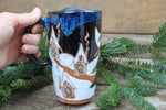 Load image into Gallery viewer, Ginger Bread House Snowy Village Travel Mug, 17 oz
