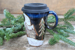 Load image into Gallery viewer, Snowy Cabin Forest Nights Travel Mug, 16 oz

